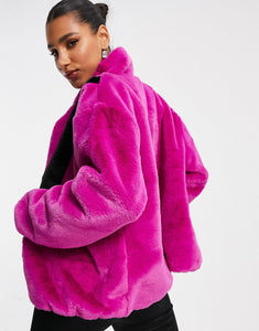 Nike faux fur oversized jacket purple