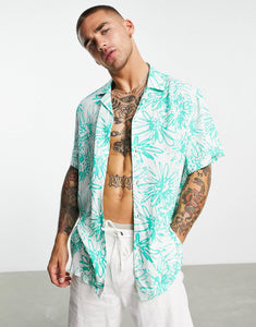 Relaxed shirt green floral