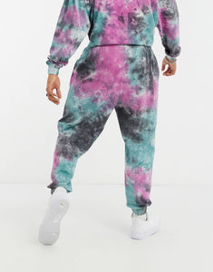 Co-ord oversized tracksuit in tie dye pique