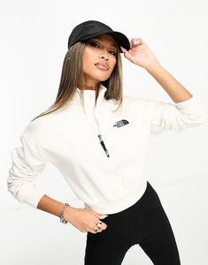 The North Face cropped 1/4 zip sweatshirt off white