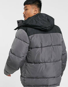 Puffer jacket panel in charcoal