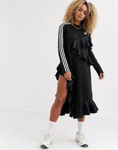 adidas Originals x J KOO trefoil ruffle dress black