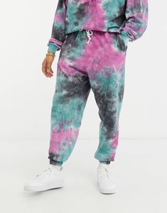 Co-ord oversized tracksuit in tie dye pique