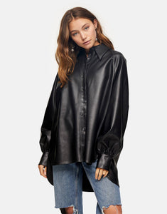 Topshop faux leather oversized shirt