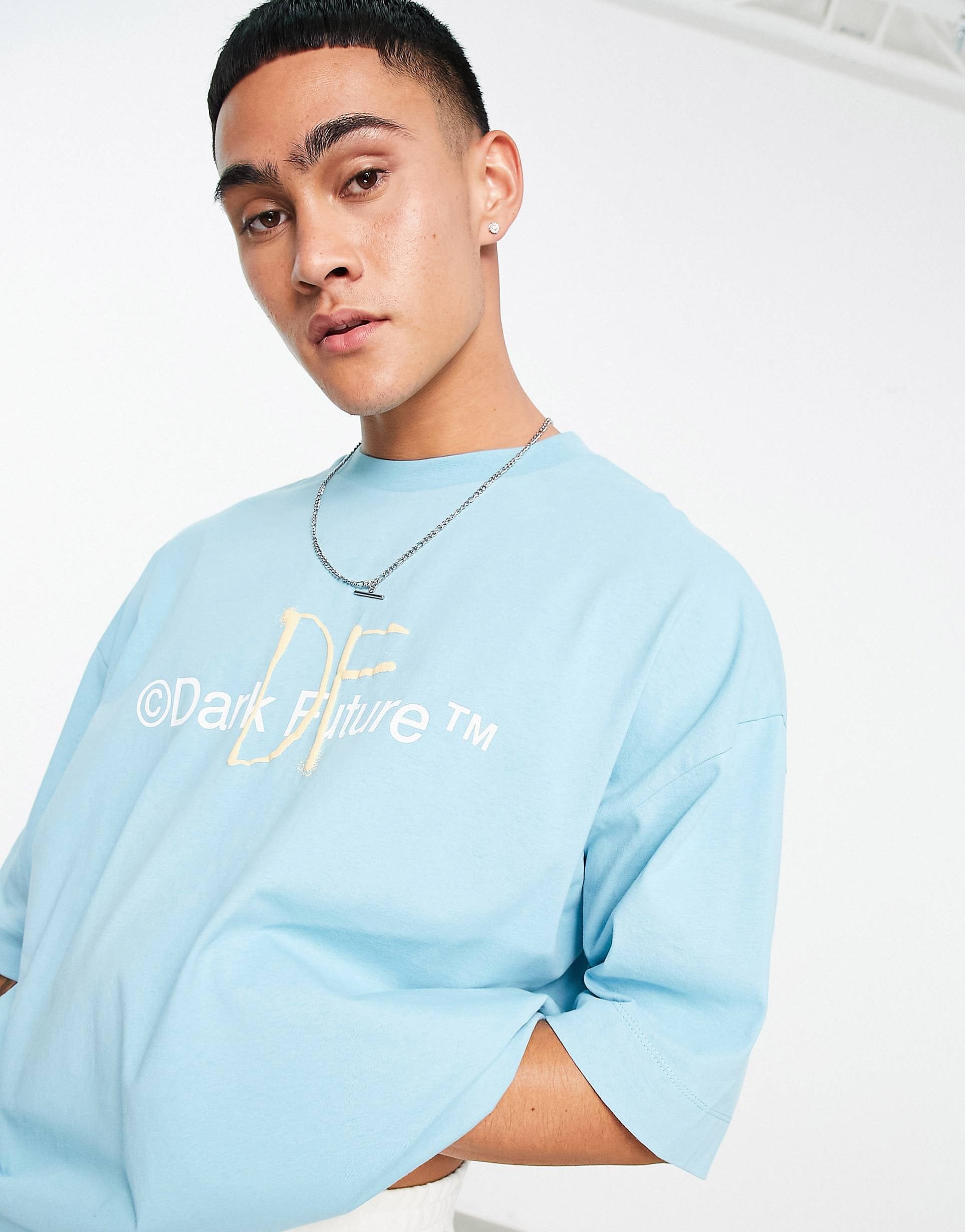 Dark Future oversized t-shirt aqua blue