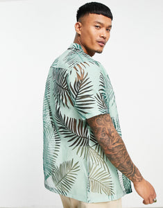 Relaxed shirt palm green