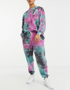 Co-ord oversized tracksuit in tie dye pique