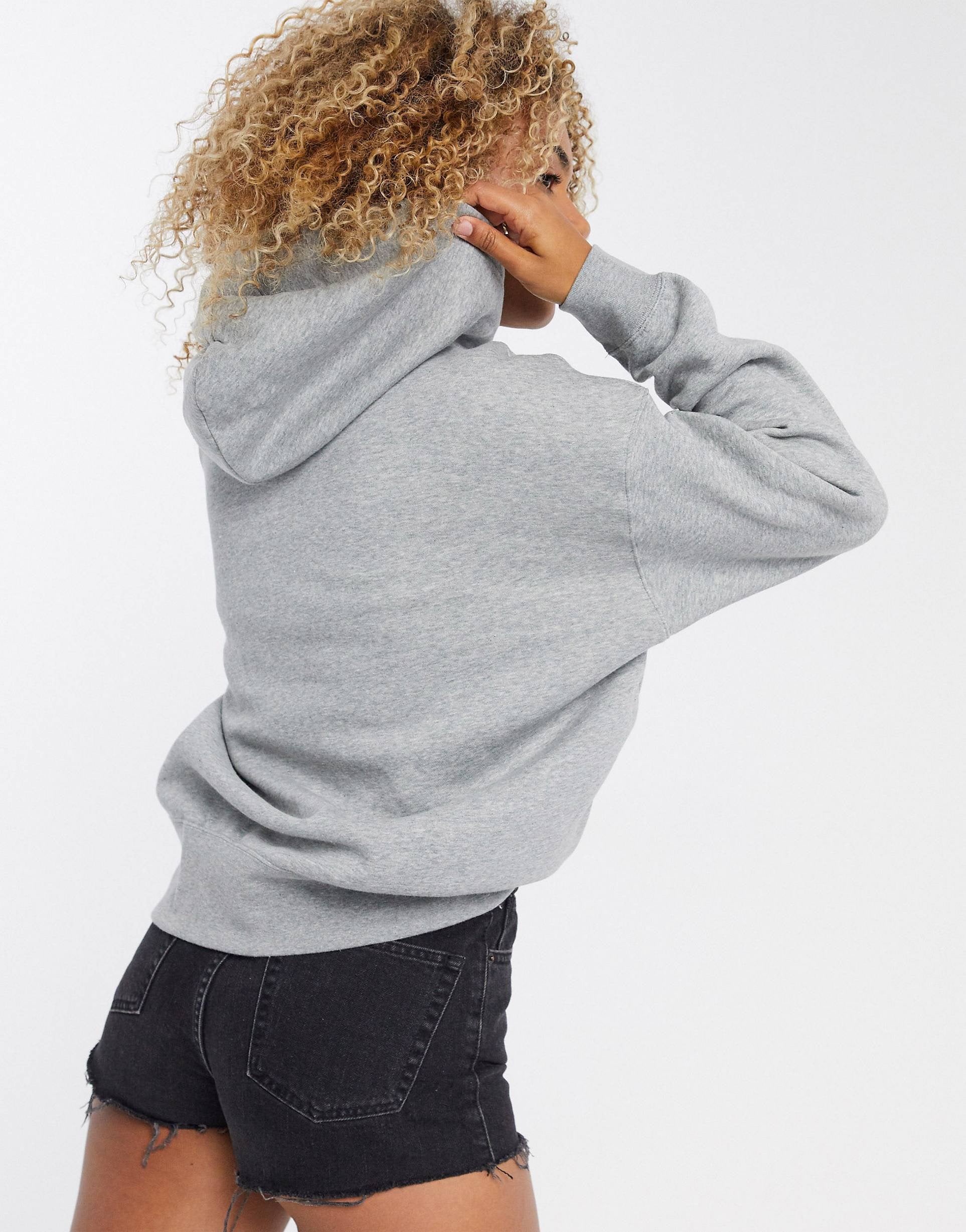 Nike mini swoosh oversized hoodie grey hot sale