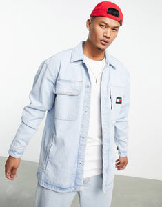 Tommy Jeans oversized denim overshirt jacket bleach wash