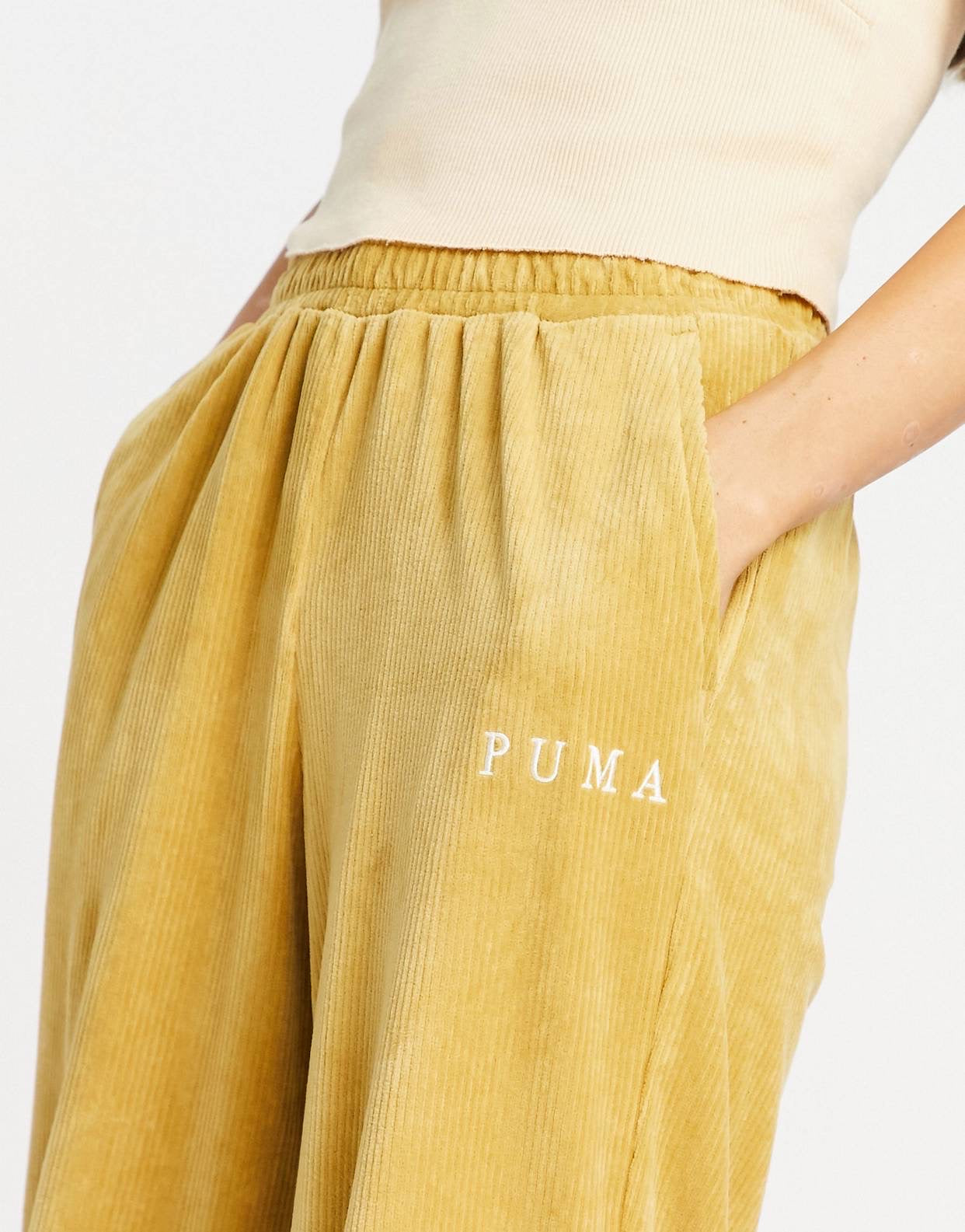 Puma mustard joggers new arrivals