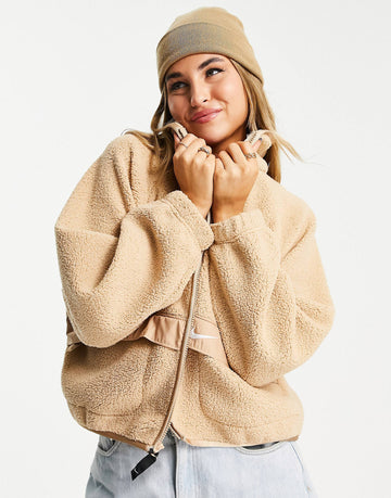 Nike mini swoosh faux jacket beige