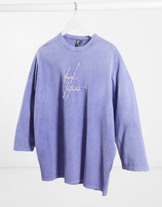 Maic Dark Future oversized longline - in lilac acid wash