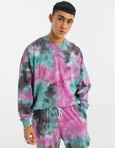 Co-ord oversized tracksuit in tie dye pique