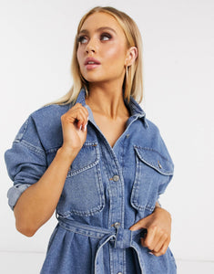 Fustan Denim oversized belted