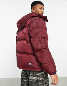 Tommy Jeans alaska puffer jacket burgundy