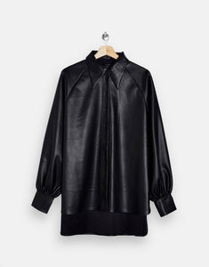 Topshop faux leather oversized shirt