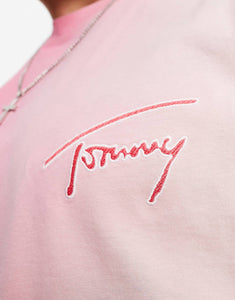 Tommy Jeans signature logo ombre t-shirt pink