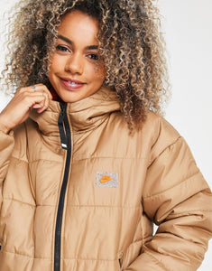 Nike classic padded jacket hood brown orange