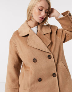 Y.A.S wool longline coat camel