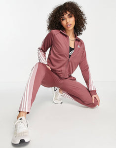 adidas 3 Stripe tracksuit red