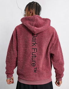 Dark Future oversized hoodie burgundy teddy