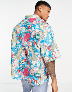 Dropped shoulder oversized shell print