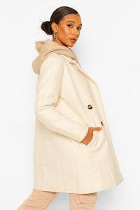 Petite Double Breasted Wool Look Coat