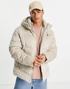 Puffer jacket hood beige