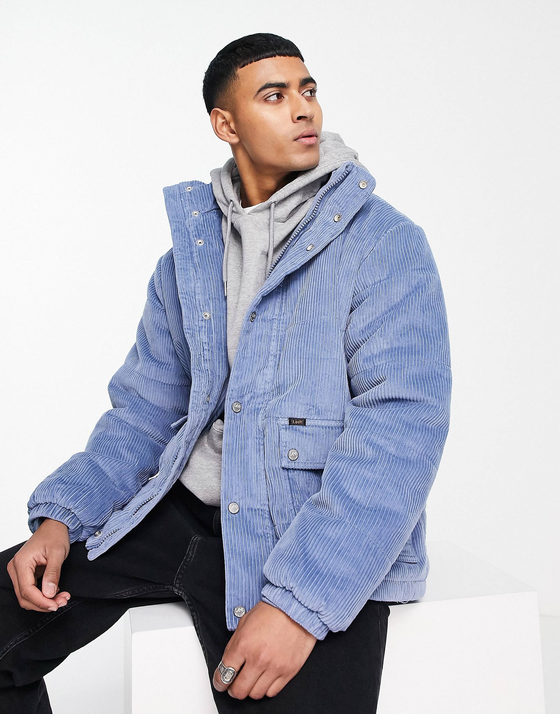Lee cord puffer jacket light blue n shpishop