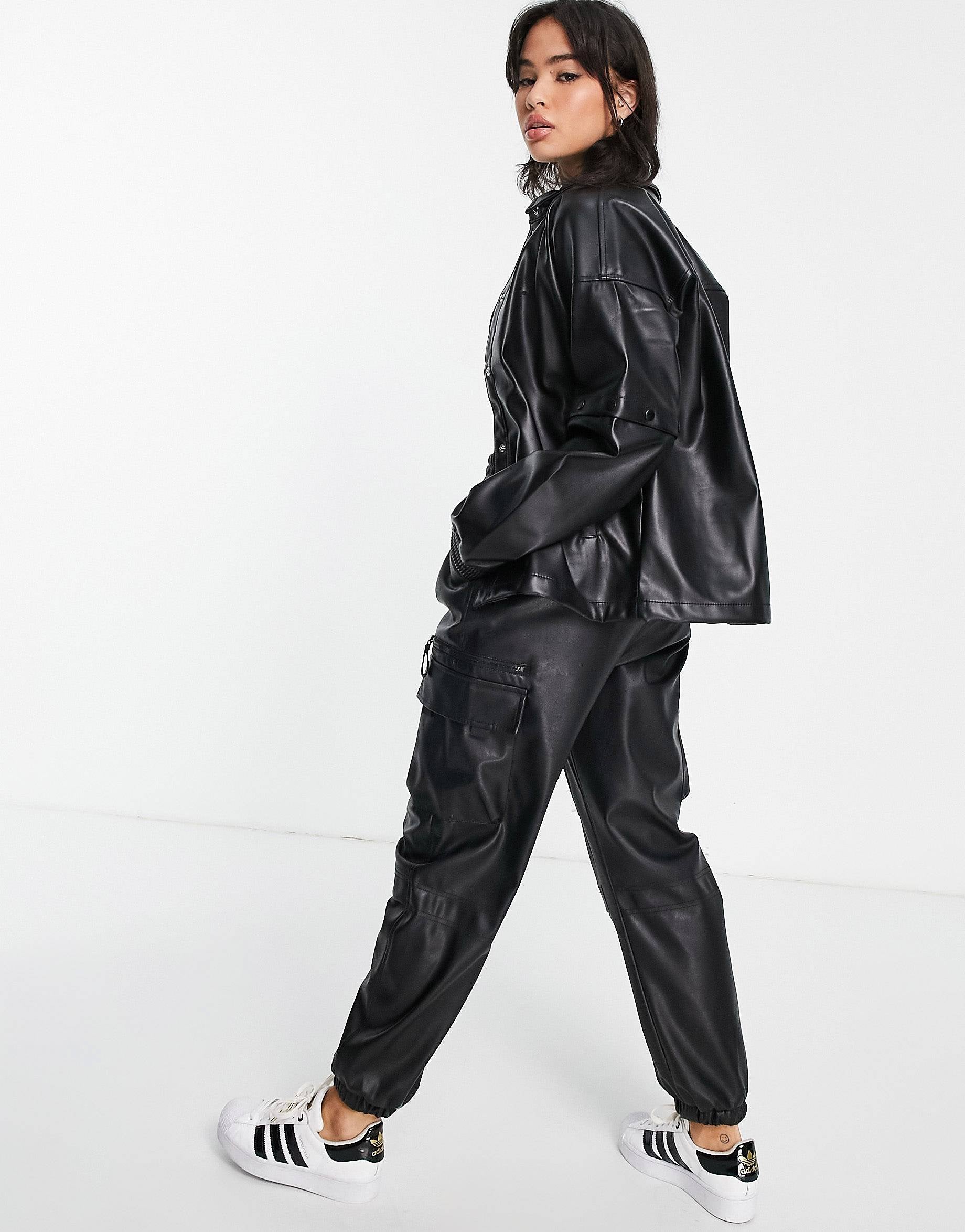 adidas Originals faux leather shirt