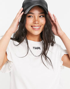 Karl Lagerfeld logo Frill White