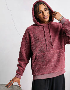 Dark Future oversized hoodie burgundy teddy