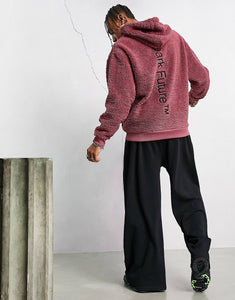 Dark Future oversized hoodie burgundy teddy