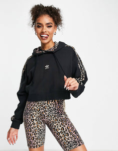 adidas Originals cropped hoodie leopard black