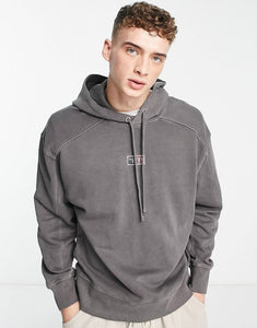 Tommy Jeans tiny centre flag logo hoodie wash black