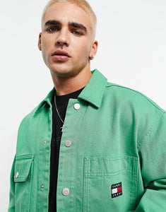 Tommy Jeans co-ord flag logo cotton jacket green