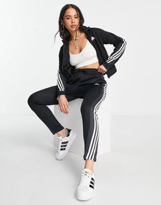 adidas 3 Stripe tracksuit black