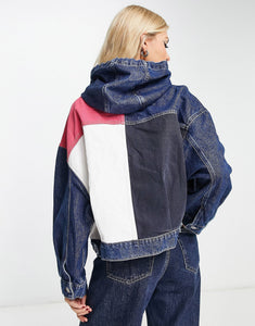 Tommy Jeans oversized hooded denim jacket multi