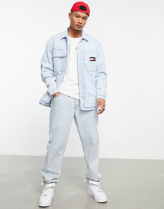 Tommy Jeans oversized denim overshirt jacket bleach wash