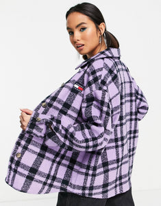 Tommy Jeans shacket lilac plaid