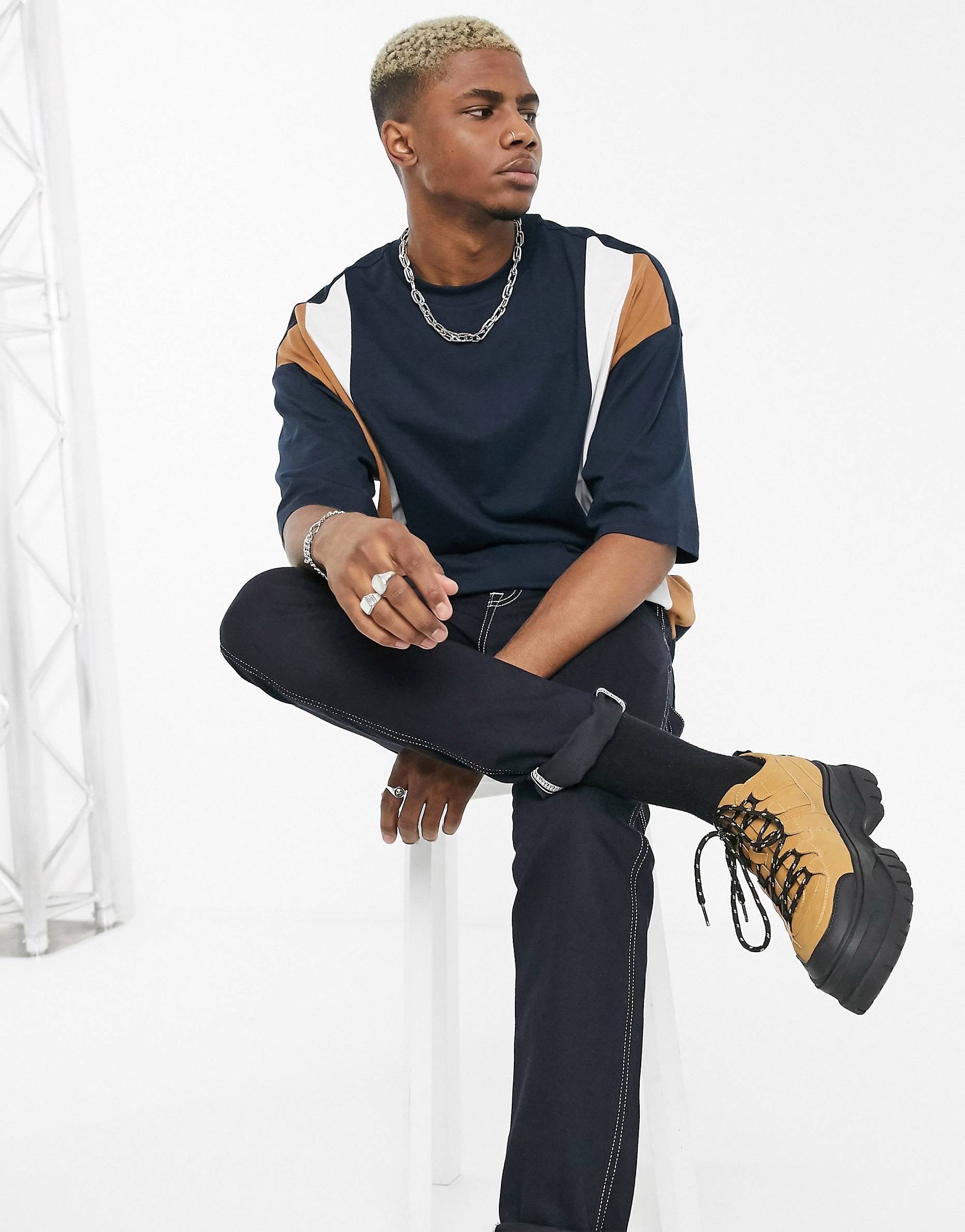 Maic ColourBlock - Navy oversized