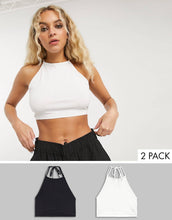 Load image into Gallery viewer, Maic halterneck top - 2 Pack in black &amp; white