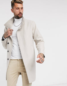 Wool mix overcoat in stone