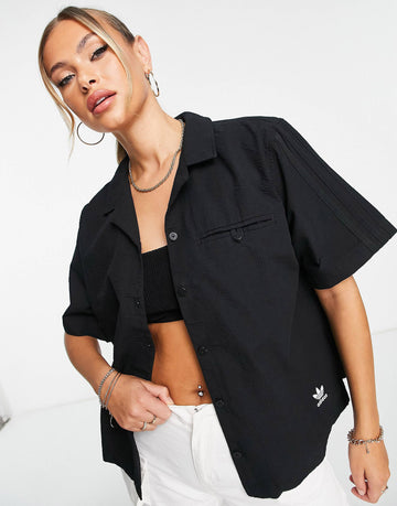 adidas Originals seersucker shirt black
