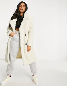 NA-KD Teddy coat white