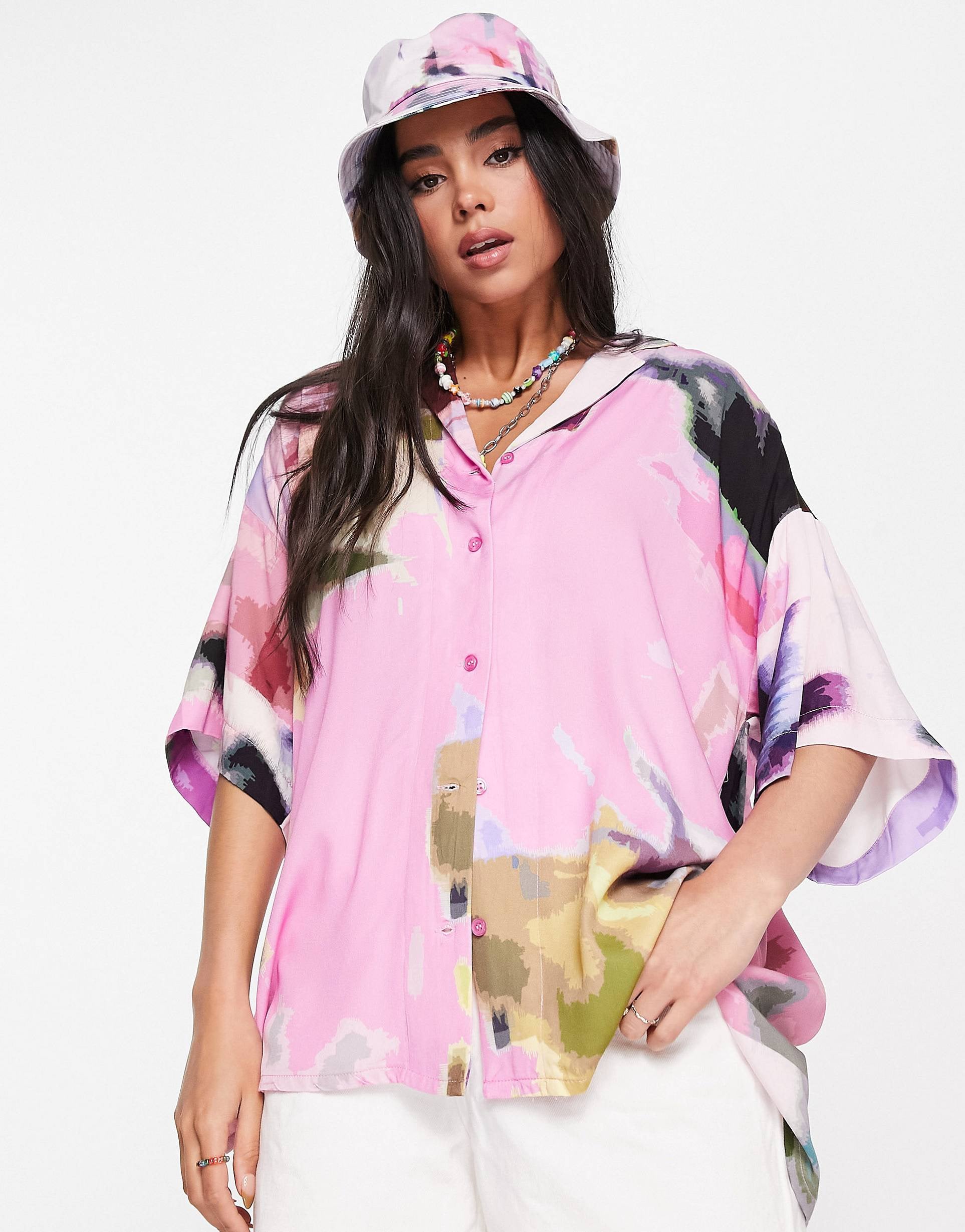 JJXX satin oversized shirt marble