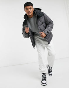 Puffer jacket panel in charcoal