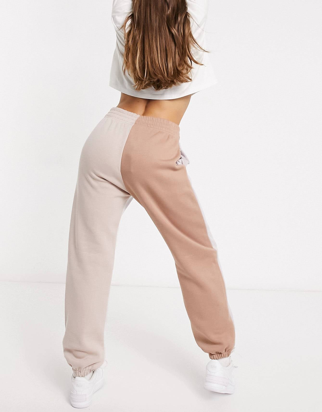 Nike Metallic Swoosh colour block joggers neutrals n shpishop