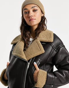 Topshop faux jacket brown