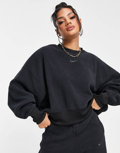 Nike plush crop crew sweat black